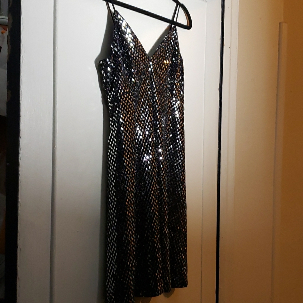 Black with silver sparkle mini dress